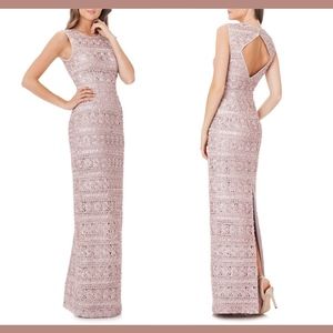 NWT JS Collections Cutout Back Soutache Gown in Pink [SZ 12‎ ]